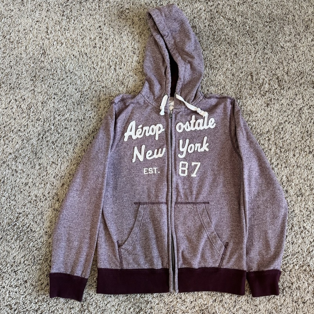 Aeropostale Full Zip Hoodie Sweatshirt Size M Purple New York Est 87‎ Mauve